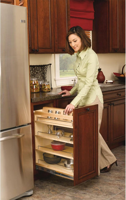 Rev-A-Shelf Pullout Kitchen Cabinet Organizer, Min Cabinet Opening 5.5" W | 5" W Slide Out Pantry Spice or Utensil Storage Rack with Adjustable Shelves for Base Cabinet Organization, 448-BC-5C