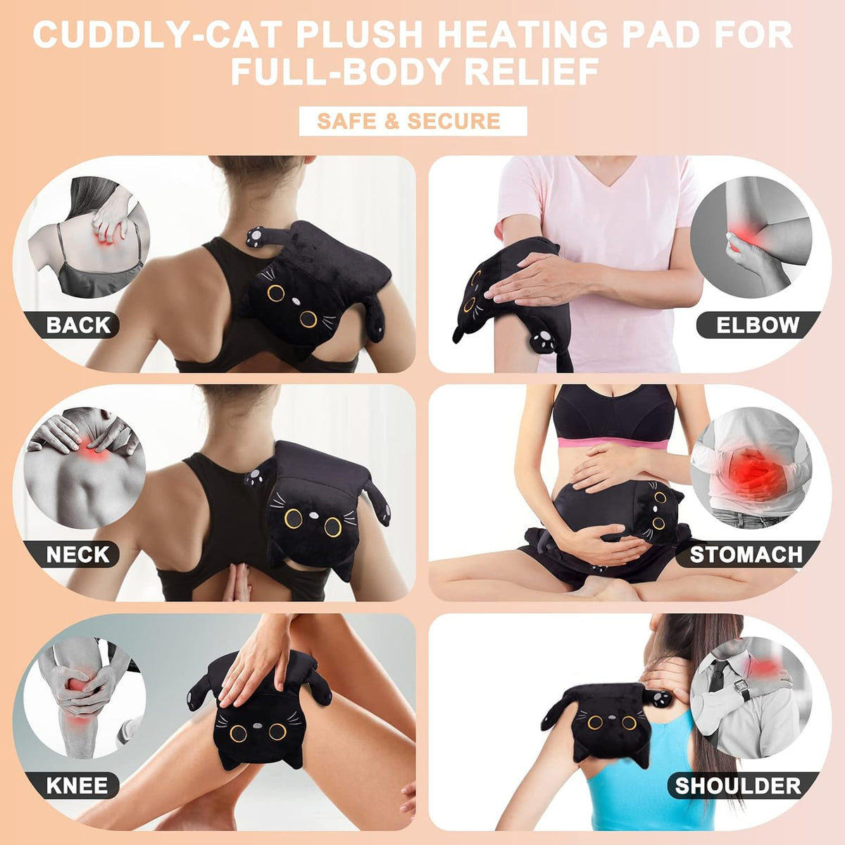 Microwave Heating Pad for Period Cramps Pain Relief, 16"×12", Grey Cat