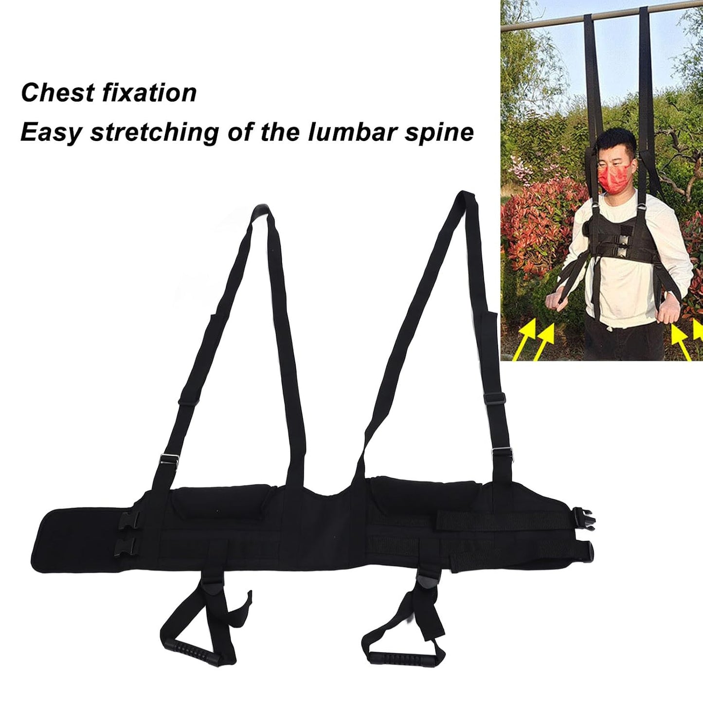 Selaqui Home Use Back Traction Stretcher Lumbar Belt, Spinal Decompression, Spinal Decompression Harness Back, for Muscle Spasms, Lumbar Disc Herniation
