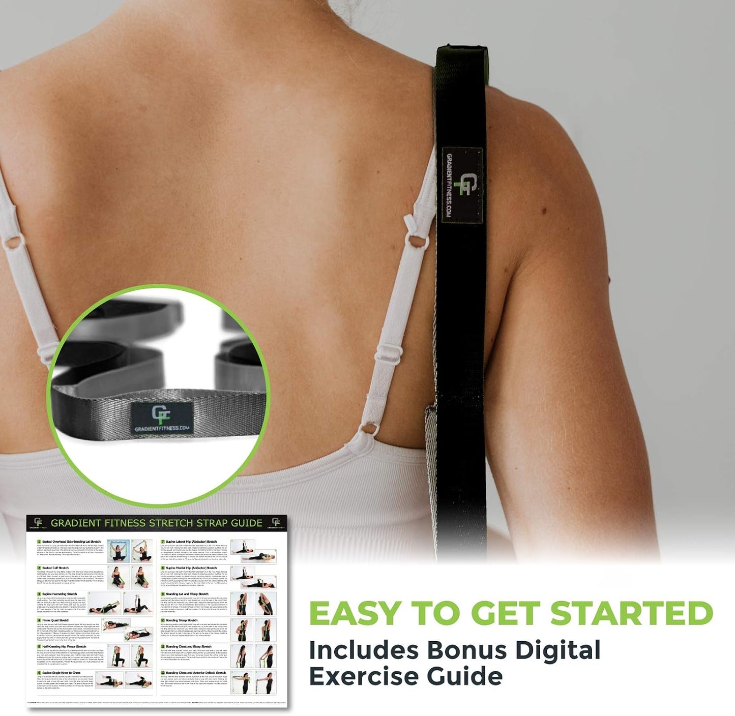 Stretching Strap for Physical Therapy, 12 Multi-Loop Stretch Strap 1" W x 8' L, Neoprene Handles, Physical Therapy Equipment, Yoga Straps for Stretching, Leg Stretcher.