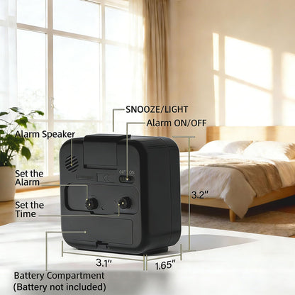 Analog Alarm Clock, Silent No Ticking Battery Operated Travel Alarm Clock with Night Light, Snooze, Loud Alarm, Luminous, Quiet Small Desk Clock for Bedrooms Deep Sleeper Adults Kids, Easy Set
