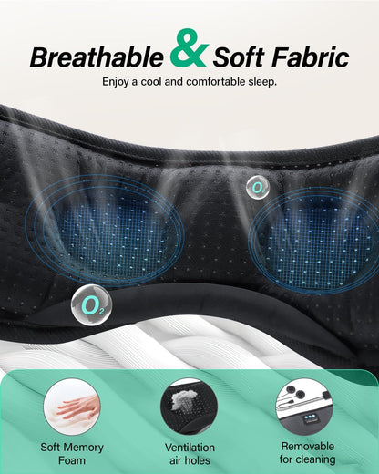 LC-dolida Sleep Headphones, White Noise Bluetooth Sleep Mask 3D Breathable Wireless Eye Mask for Timing, Sleep Mask with Bluetooth Headphones for Side Sleepers Travel Yoga, Cool Gadgets for Women Men