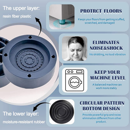 Anti Vibration Pads Increase 1.38"/2.36", 8pcs Washing Machine Base Foot Pads, Non Slip Heighten Shock and Noise Cancelling Mat for Washer and Dryer Machine Support Protects Pedestals