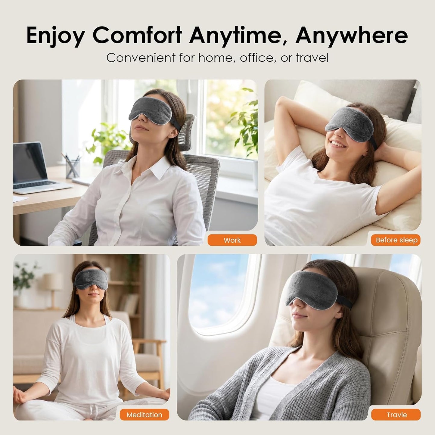 Heated Eye Mask for Dry Eyes, Steam Warm Compress for Stye Eye Treatment, Relieve, Hot Compress, Moist Heat Mask for Blepharitis (Gray)