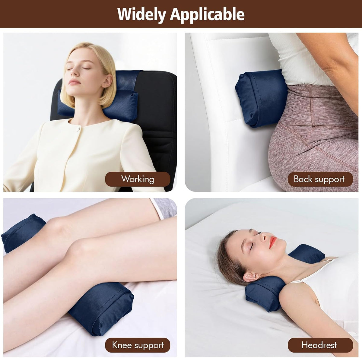 WdFour Velvet Neck & Head Pillow for Recliner Chair, Small Ergonomic Cervical Support Pillow for Home, Office and Travel, Non-Slip Cushion for Tension Relief & Shoulder Comfort (Chocolate)