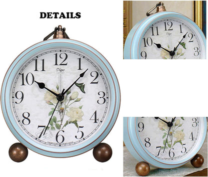 Maxspace 5.2in Analog Clock, Retro Silent Desk Clock Non-Ticking & Battery Operated with Quartz Movement,Clock Decor for Bedroom Living Room