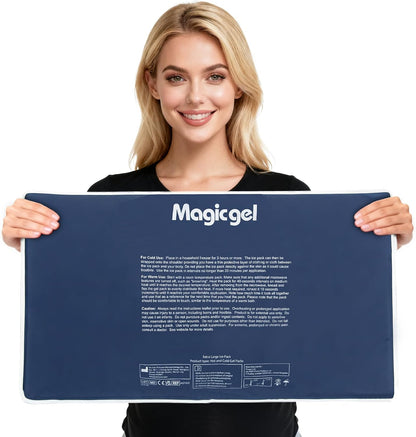 Extra Large & Reusable Ice Pack (15 x 23.5 inches, XL) for Maximum Back and Full Body Pain Relief from Injuries, Swelling, Bruises, Sprains | Ice Blanket for Sleeping & Physical Therapy | By Magic Gel