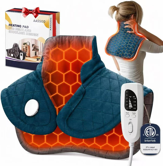 Patented Graphene Weighted Heating Pad for Neck and Shoulders Birthday Gifts for Women Men Mom FSA Eligible Items Only List 3X Deeper Pain Relief Instant Heat Snug Fit Contoured Design ETL Certified