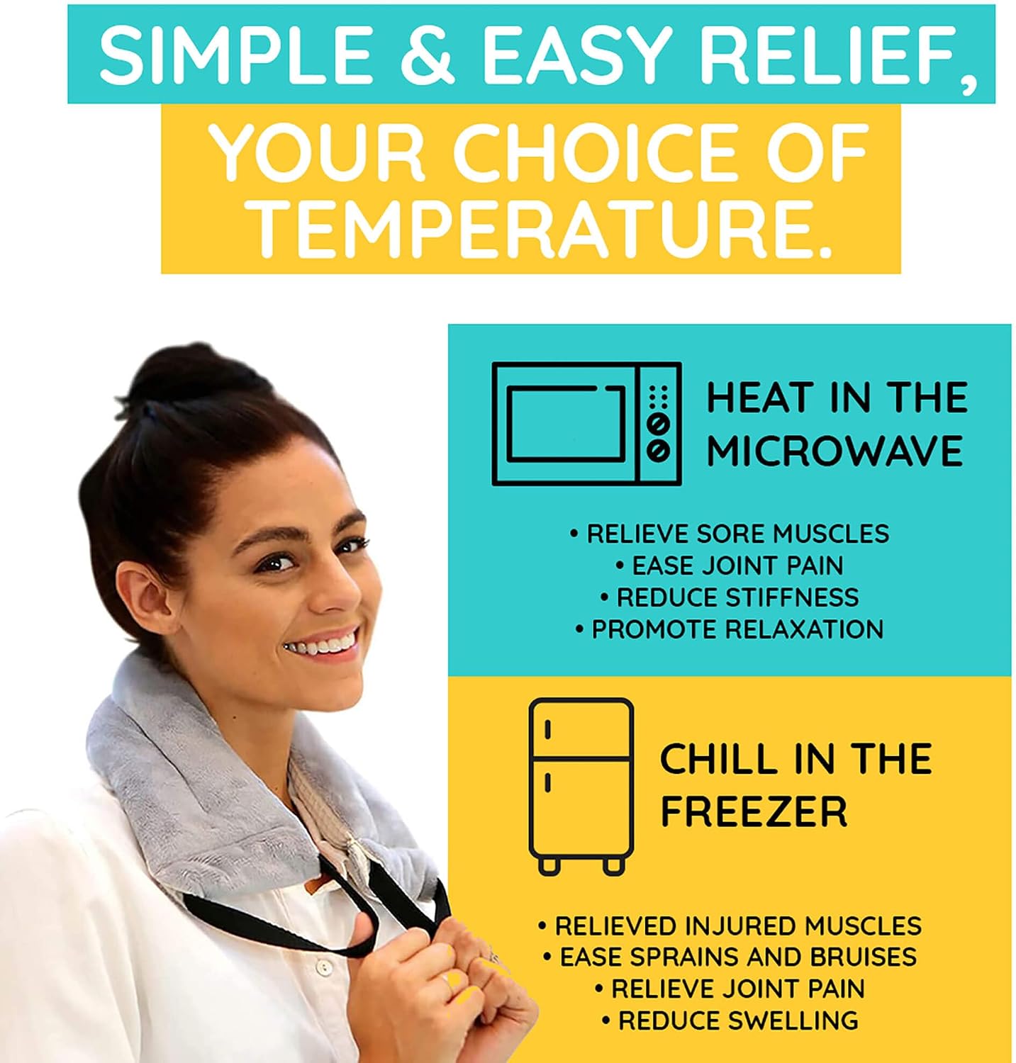 Versatile Heated Neck Wrap Microwavable - Neck Warmer Microwave Heating Pad for Shoulders, Sore Muscles - 22 Inches - 1 Pack