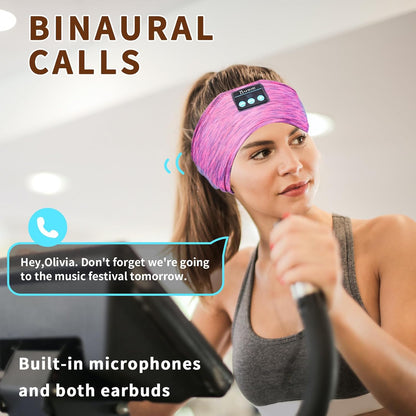Bluetooth Headphones, Sleep Headphones Headband Wireless for Sleeping Side Sleepers - Adjustable Sleep Headphone, and Bluetooth Headbands for Women (Pink)