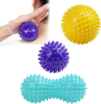URAQT Spiky Massage Ball Set, 2 Pack Physical Therapy Massage Balls, Hard Lacrosse Ball & Spiky Massage Ball for Myofascial Release and Trigger Point Deep Tissue Massage (Purple)