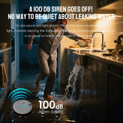 PILSAMAS Wireless Water Leak Detector, Loud Siren Water Sensor Alarm, IP67 | Top and bottom dual metal probes, Rustproof ABS plastic, Real-time drip and flood detection, Great for under sink or basement