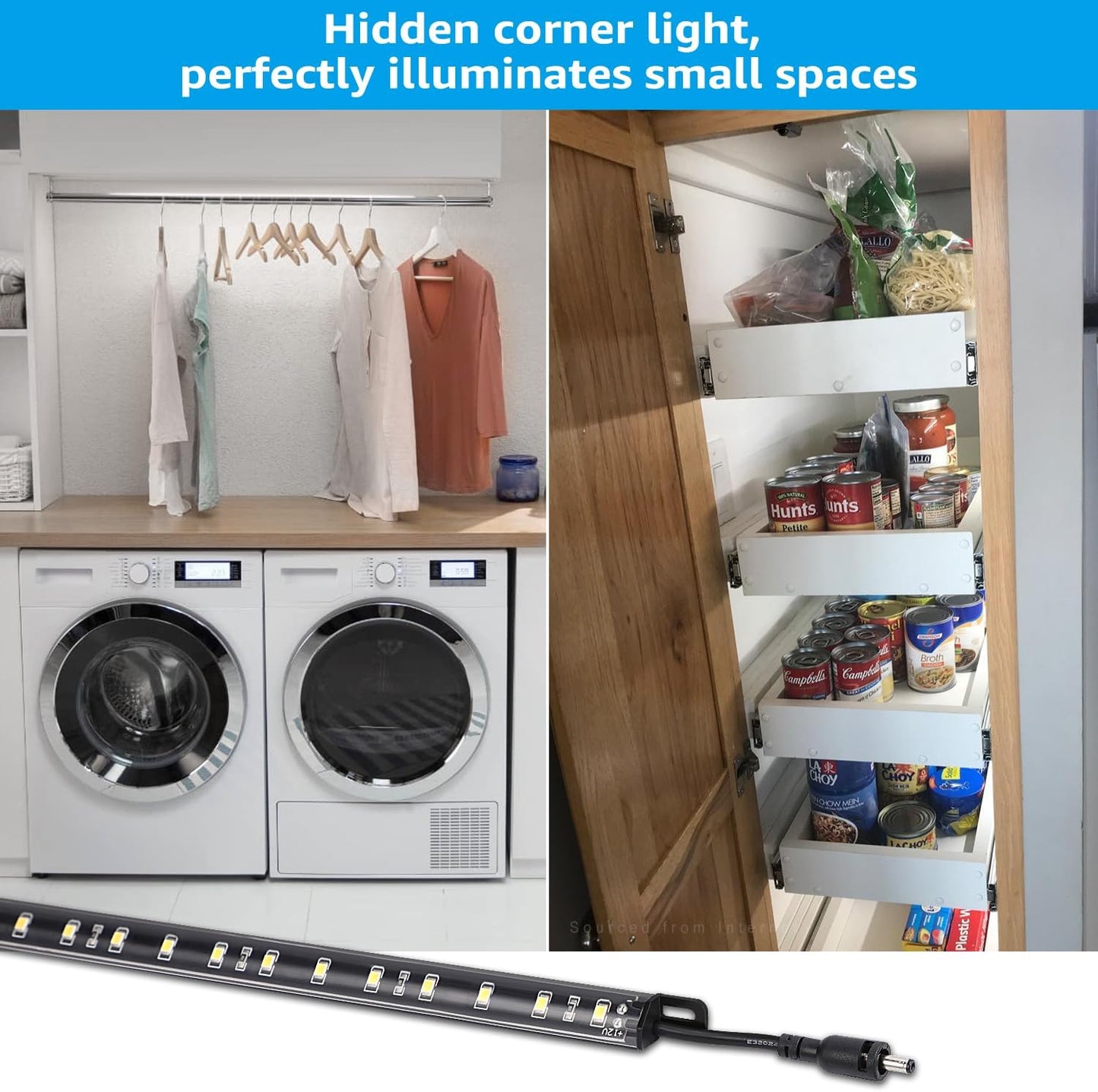 TORCHSTAR 6pcs 12 Inch LED Safe Lighting Kit, Motion Sensor, 3000K | UL Power Adapter, Input 100-240V, Linkable Gun Safe Light Bars, 900LM, for Under Cabinet Locker Closet Showcase, Warm White