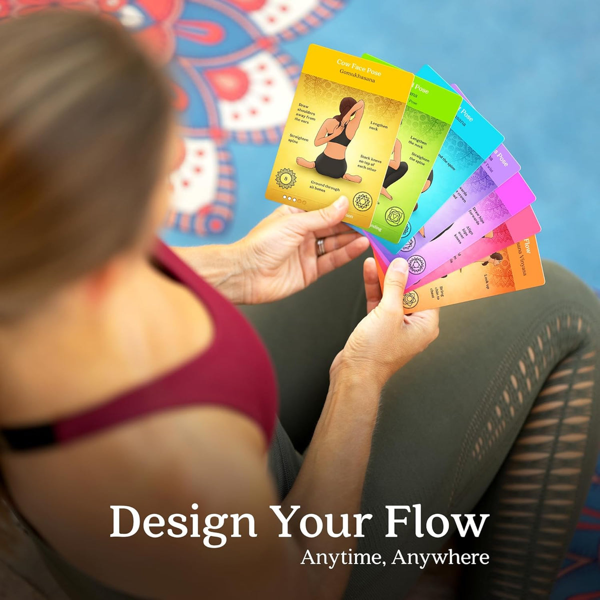 Asana Moon Premium Yoga Cards – Deck with Over 120 Yoga Poses – Yoga Sequencing Deck with Yoga Cues and Sanskrit Names for Beginners and Teachers – Unique Yoga Gift for Women or Any Yoga Lover