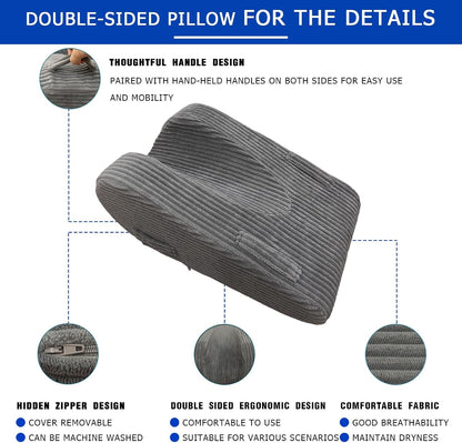 Double-Sided Knee Replacement Recovery Aids for After Surgery | Leg Elevation Pillow Extension & Elevation Wedge for Knee Hip Ankle Support, Corduroy Leg Support with Handles, Leg Lifter