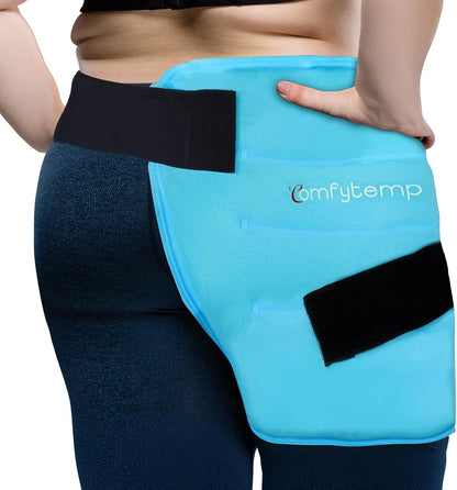 Comfytemp Hip Ice Pack Wrap for Sciatica Pain Relief, Hip Replacement Kit After Surgery, Reusable Gel Ice Pack for Injuries, Hot Cold Compress Recovery Items, Fathers Day Dad Gifts for Men, Blue (S/M)