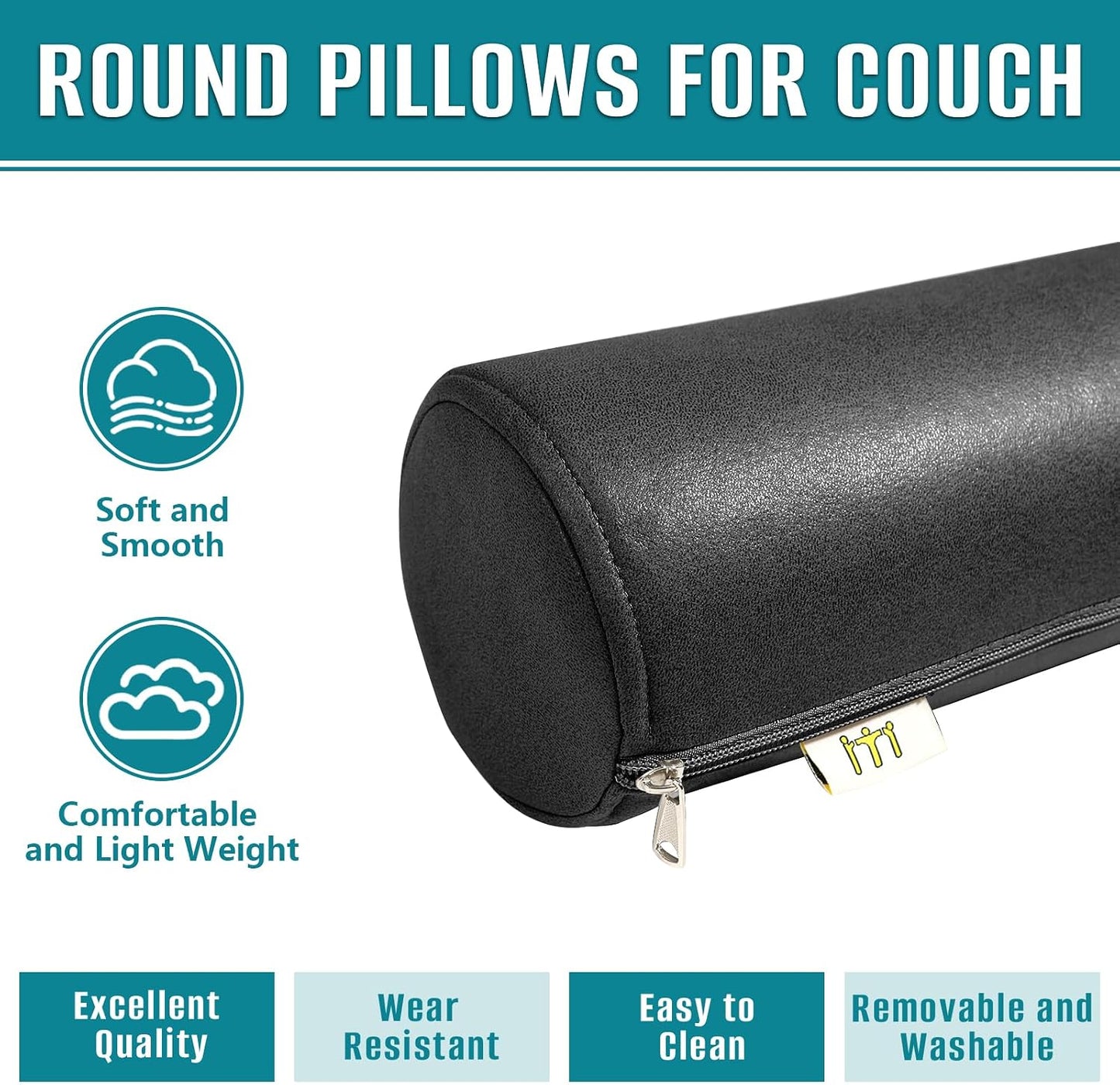 2 Pack Neck Roll Pillow, High-Density Foam Cylinder Bolster Pillow for Neck, Back & Lumbar Support, Ergonomic Round Pillow for Side Sleepers, Sleeping, Removable Washable Cover (7.9''x23.6'' Orange)