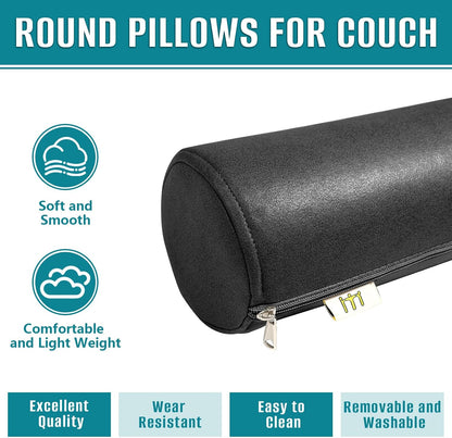 2 Pack Neck Roll Pillow, High-Density Foam Cylinder Bolster Pillow for Neck, Back & Lumbar Support, Ergonomic Round Pillow for Side Sleepers, Sleeping, Removable Washable Cover (7.9''x23.6'' Orange)