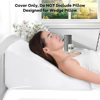 HOMBYS Satin Bed Wedge Pillow Cover Silky & Smooth Wedge Pillowcase 1 Pack 24x24x8, Soft & Breathable, Removable & Machine Washable-Zipper Design (Pillow Not Include), (Grey, 24"x24"x8")
