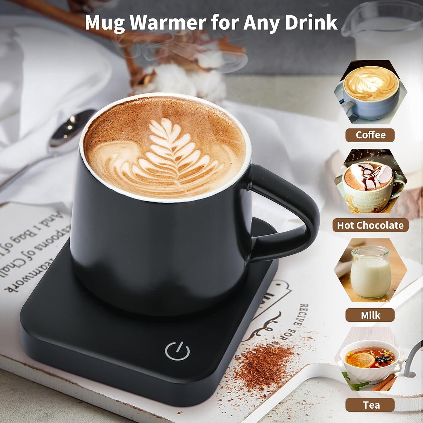 VOBAGA Coffee Mug Warmer, 4 Hours Auto Shut Off Cup Warmer for Office Home Desk with 3 Temperature Settings, Electric Beverage Warmer for Cocoa,Tea, Milk, Soup, for Coffee Gifts, Sky Blue (No Cup)