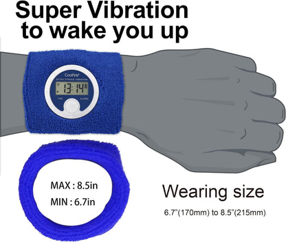 Coolfire Vibrating Alarm Clock Wristband, Silent Wake-Up Watch for Heavy Sleepers, Won’t Disturb Partner, Couples/Roommates, Deaf/Hearing Impaired, 4 Alarms, Bluetooth App, Rechargeable (Purple)