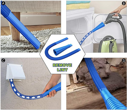Sealegend 2 PCS Dryer Vent Cleaner Kit, Dryer Lint Vacuum Attachment&Brush | Blue Dryer Vent Vacuum Hose Dryer Lint Remover Brush for Dryer and Washer,Deep Traps Cleaning Tool Fits Most Vacuums