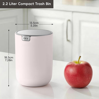 EKO Fandy 0.58 Gal/2.2L Mini Trash Can with Lid, Swing-Top Desktop Trash Can for Bathroom, Countertop, Vanity, Desk or Office, Small Garbage Bin (Blue)