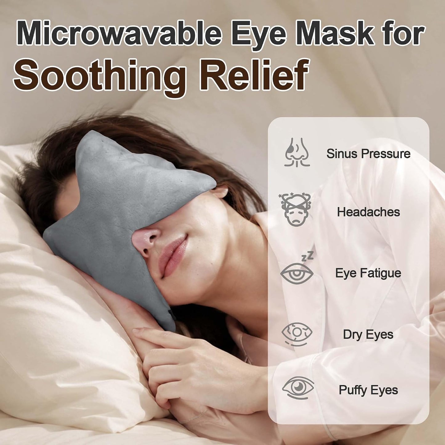 SPRING SEAON Microwavable Sinus Mask,Warm Cold Compress Eye Mask | For Dry Eyes,Weighted Eye Mask,Face Heating Pad for Migraine and Sinus Pressure Relief,Relaxation,Travel,Home and Office Use