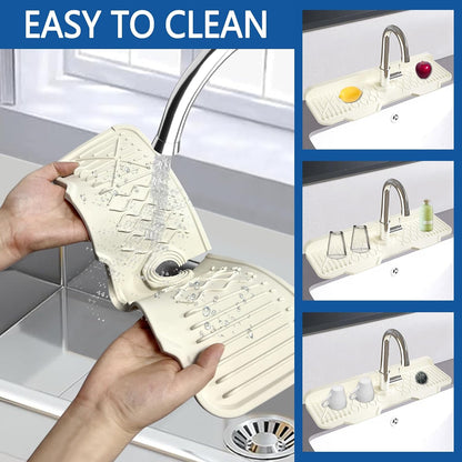 Kitchen Sink Splash Guard Gen2-30" x 6'' Silicone Sink Mat Splash Guard fit for Countertop, Bathroom,Farmhouse,RV by EBIGIC (Grey)