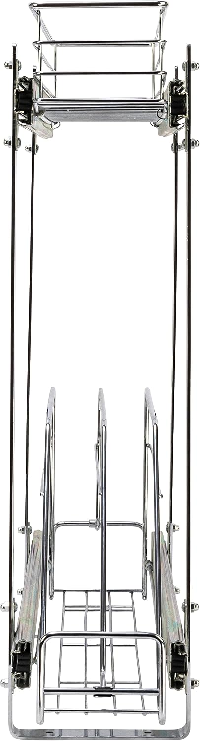 Household Essentials Glidez Multipurpose Chrome-Plated Steel Pull-Out/Slide-Out Storage Organizer for Cookware and Bakeware - 2-Tier Design - Fits Standard Size Cabinet or Shelf, Chrome
