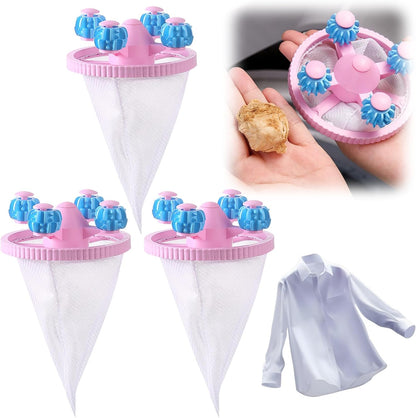 3PCS Washing Machine Hair & Lint Catcher Floating Mesh Bag Reusable | Reusable Floating Laundry Hair Catcher With Double Frame Cone Mesh Design Collects Lint Pet Hair For Cleaner Washing