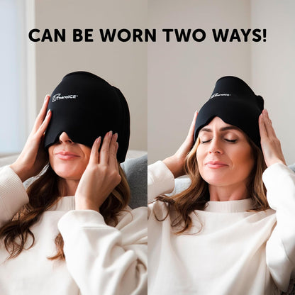 TheraICE Migraine Relief Cap, Headache Ice Pack for Tension Headache Relief | Cold Compress Eye Mask for Sinus Pressure, 360 Degree Compression Head Wrap, Hangover & Stress Relief