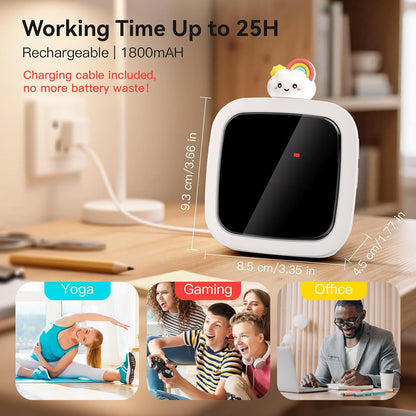 Yunbaoit Digital Visual Timer for Kids, 99-Minute Countdown, Rechargeable | 19 Music Alarm, Pause Function, 9 Optional DIY Color Planet Display, Robot Doll, for Study, Homeschool, Kitchen