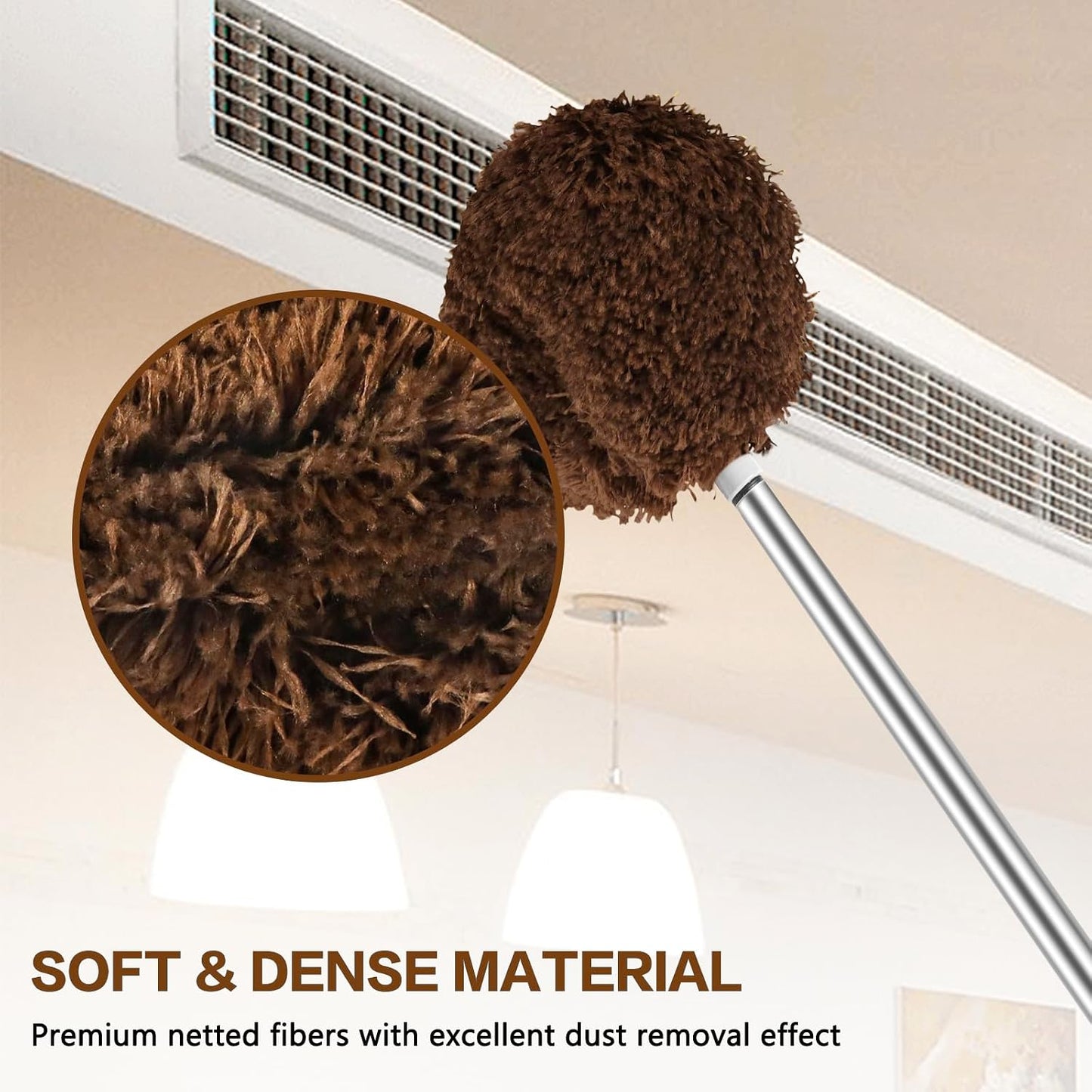 Ceiling Fan Cleaner Duster Reusable Microfiber Ceiling Fan Blade Cleaner Removable Duster with Extension Pole Adjusts 13 to 49.7 Inch for Cleaning Walls Bookshelves Furniture Door Window Top (Blue)