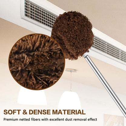 Ceiling Fan Cleaner Duster Reusable Microfiber Ceiling Fan Blade Cleaner Removable Duster with Extension Pole Adjusts 13 to 49.7 Inch for Cleaning Walls Bookshelves Furniture Door Window Top (Blue)