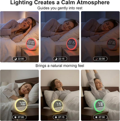 OCEST Sunrise Alarm Clock with White Noise & Dimmable RGB Night Light