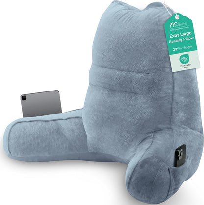 Sasttie Reading Pillows for Sitting in Bed Adult, Back Pillow Bed Sitting Up, Back-Rest Support Cushion for Sit Up on Couch, Sofa, and Floor, Dorm Essentials, Oeko-Tex Certified, Dark Grey