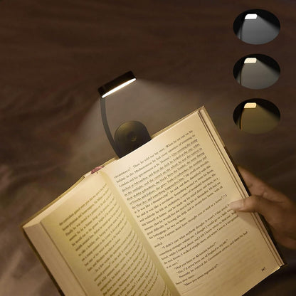 Choudao Rechargeable Book Light, Portable Reading Light,Black | Eye Caring 3 Color Temps, Extremely Long Battery Life, Portable Clip-On Reading Light for Studying