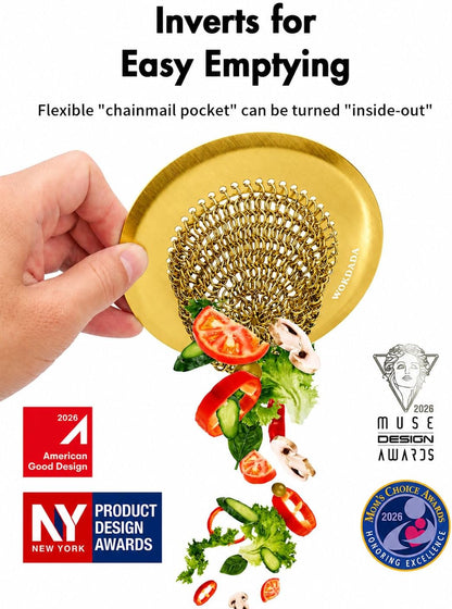 Kitchen Sink Drain Strainer,Patented Reversible Chain Mesh Basket Anti-Clog | Revolutionary Sink Strainer，Easy Clean，Fast Drainage，304 Stainless Steel Rust-Proof，4.4" Large Capacity Food Catcher，Handmade
