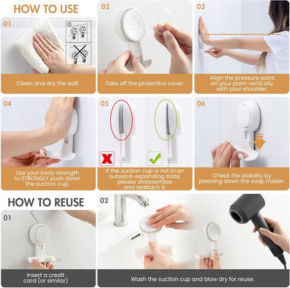 Razor Holder for Shower 2 Pack, Powerful Vacuum Suction Cup Hook for Towel, Loofah, Razor, Squeegee, Damage-Free Wall Shower Hook, Shaver Holder for Bathroom, Easy to Install and Reuse, Black