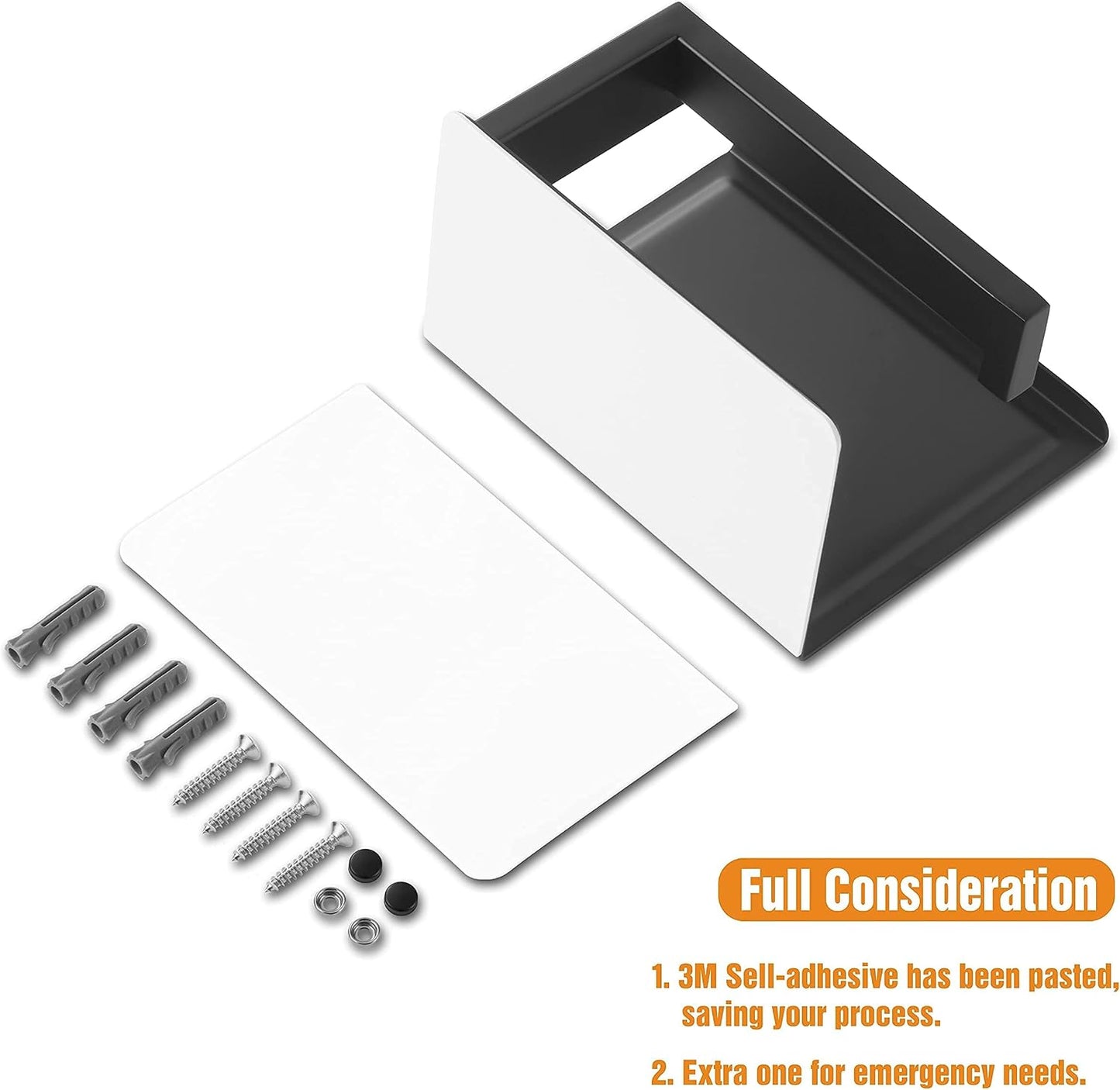 HITSLAM Toilet Paper Holder Matte Black, Adhesive Wall Mount, No Rotation | Heavy Duty Metal | anti rotation slot | vertical or horizontal setup |rustproof matte black finish|Bathroom Tissue Dispenser
