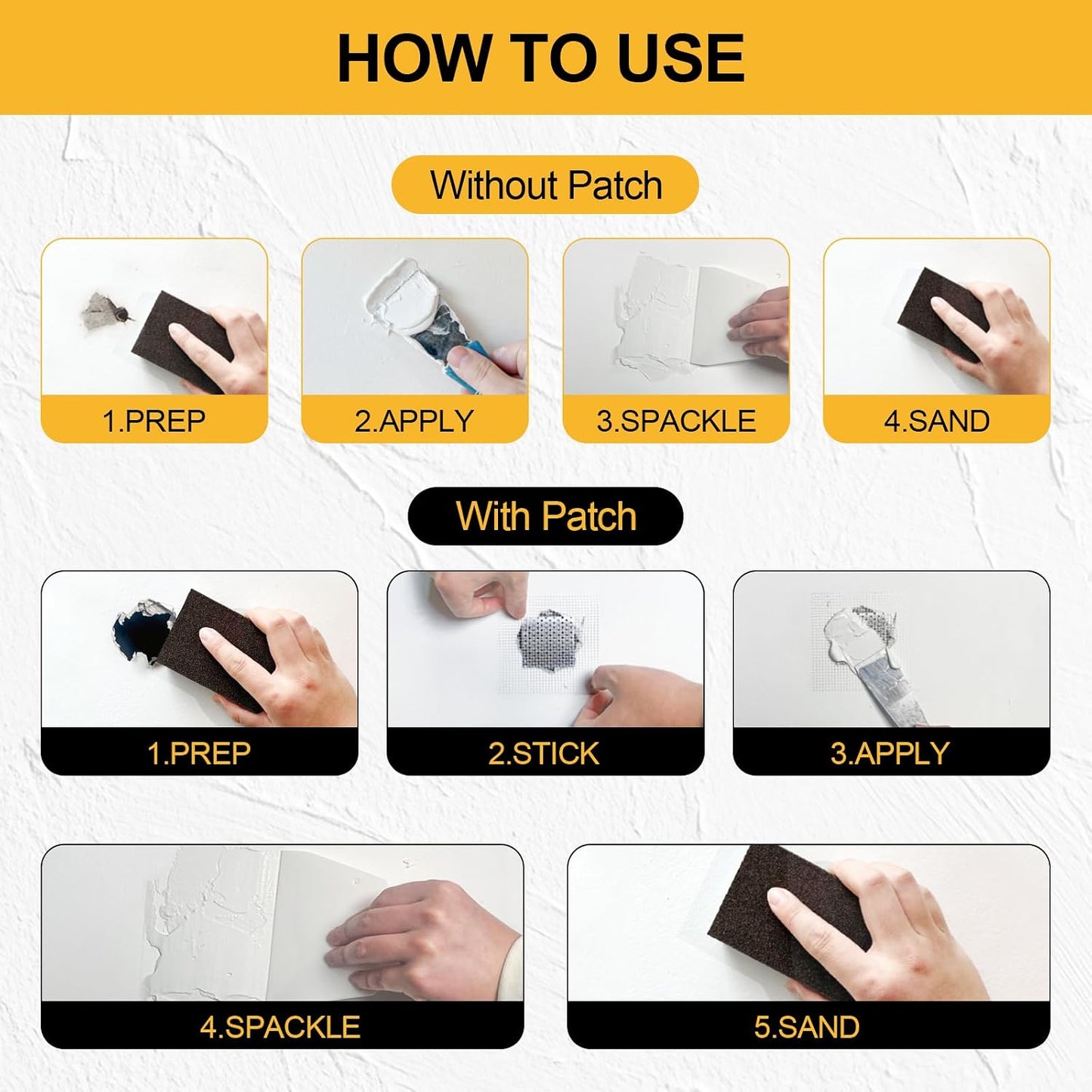 Drywall Repair Kit 12.2 Oz Wall Patch Repair Kit Wall Mending Agent | Spackle Wall Repair with Wall Patches/Sanding Sponge/Putty Knife/Scrapers/Gloves, Wall Surface Hole Quick and Easy Solution