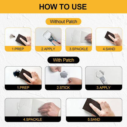 Drywall Repair Kit 12.2 Oz Wall Patch Repair Kit Wall Mending Agent | Spackle Wall Repair with Wall Patches/Sanding Sponge/Putty Knife/Scrapers/Gloves, Wall Surface Hole Quick and Easy Solution