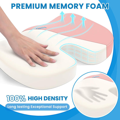 TushGuard Seat Cushion for Office Chair, Memory Foam Chair Cushion, Black | Office Chair Cushion for Car, Airplane - Chair Pad, Butt Pillow for Long Sitting Sciatica, Hip, Coccyx,Tailbone Pain Relief