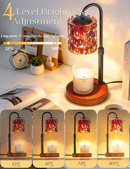 Briever Dimmable Candle Warmer Lamp with Timer, Height Adjustable Electric Candle Wax Warmer, Christmas Birthday Gifts for Women Mom, House Warming Gifts New Home Room Decor, Black Solid Wood Base
