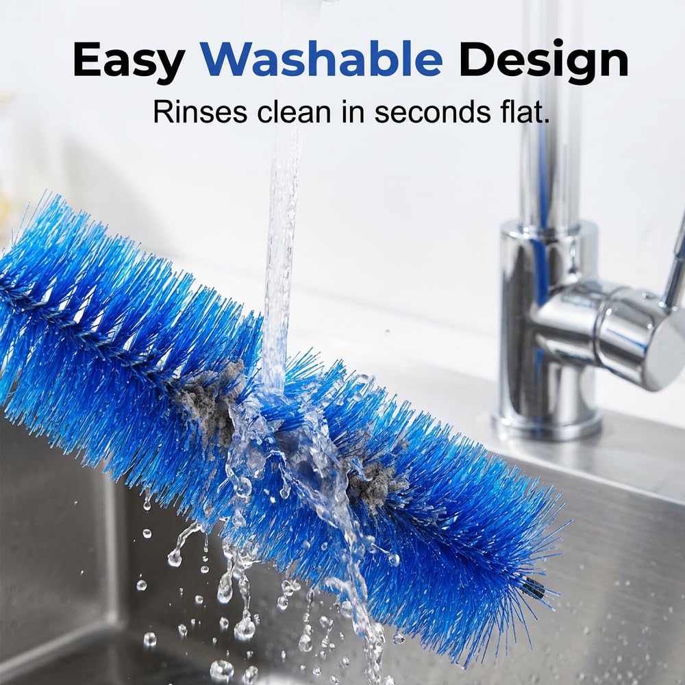 Fan Cleaning Brush, 2026 New Bendable Microfiber Head Dusting Brushes, Reusable Fan Cleaner Brush Dust Remover for Electric Fans, Air Conditioning, Car Vents and Blind，Blue：43cm