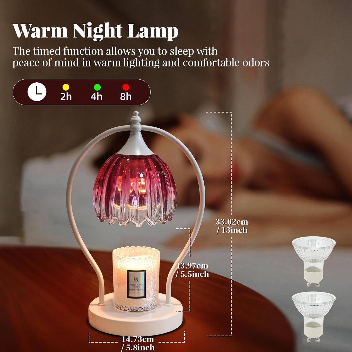 GOODBUY Candle Warmer Lamp with Timer Dimmable: Electric Candle Warmer Birthday Gifts for Women Mom - Candle Lamp Warmer House Warming Gifts New Home Decor - Wax Warmer for Jar Candles with 2 Bulbs