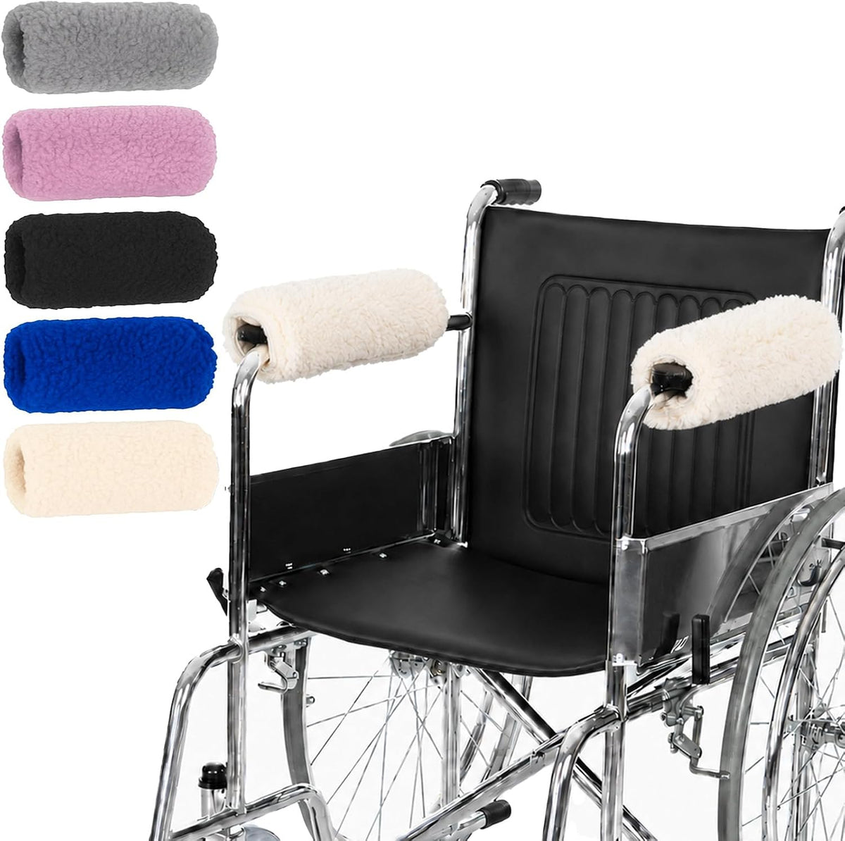 Vive Wheelchair Armrest Pads (2 PCS) - Memory Foam Sheepskin Cushion