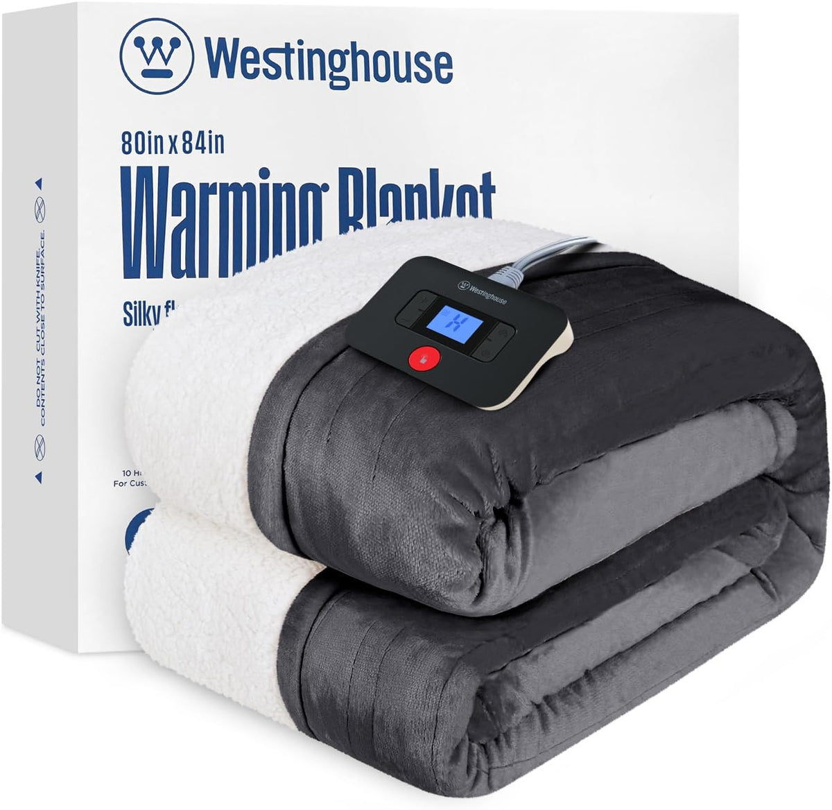 Westinghouse Heated Throw Blanket, 50"x60", Charcoal, ETL Certified