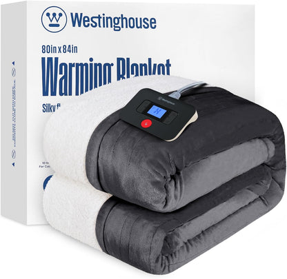 Westinghouse Heated Throw Blanket, 50"x60", Charcoal, ETL Certified